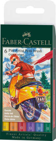 Brand - Pitt Artist Pen Set 6 Buc Culori De Baza 2022, Faber-Castell