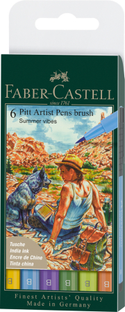 Brand - Pitt Artist Pen Set 6 Buc Culori Vara 2022, Faber-Castell