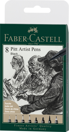 Brand - Pitt Artist Pen Set 8 Buc Negru 2022, Faber-Castell