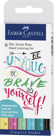 Brand - Pitt Artist Pen Set Caligrafic 6 Buc Pastel, Faber-Castell