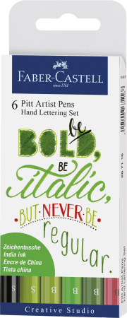 Brand - Pitt Artist Pen Set Caligrafic 6 Buc Verde, Faber-Castell