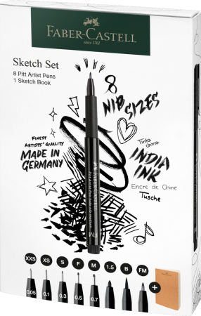 Brand - Pitt Artist Pen Set Sketching 8 Bucati + Sketchbook, Faber-Castell