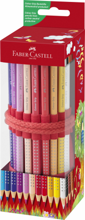 Creioane colorate - Rollup 18 Creioane Colorate Grip + Ascutitoare Sleeve, Faber-Castell
