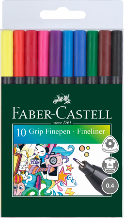 Brand - Set 10 culori Liner 0.4 mm Grip Faber-Castell