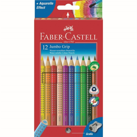 Creioane colorate - Set 12 culori Creioane Colorate Jumbo Grip Faber-Castell