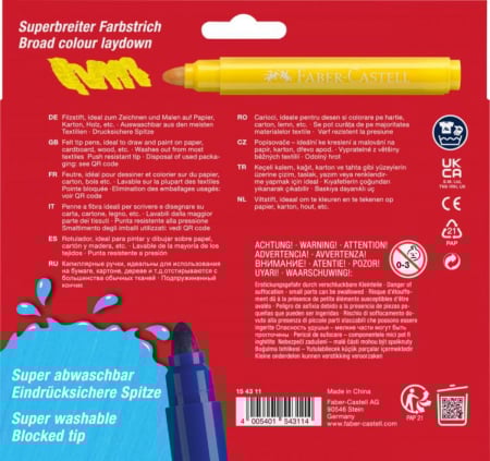 Set 12 culori Carioca Jumbo Superwhashable, Faber-Castell [2]