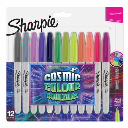 Sharpie - Set 12 Markere Permanente Fine Point Bullet Cosmic, Sharpie