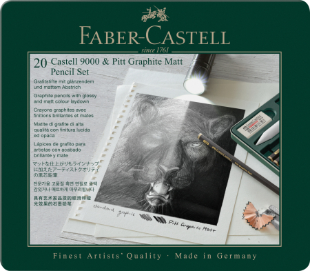 Brand - Set 20 Buc Creion Grafit Mat + Castell 9000, Faber-Castell