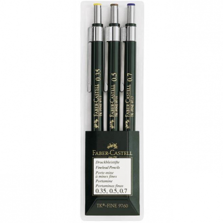 Brand - Set 3 creioane mecanice TK-Fine 0.35, 0.5, 0.7 mm Faber-Castell