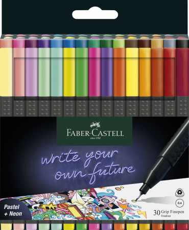 Markere desen - Set 30 Linere GRIP 0.4mm, Faber-Castell