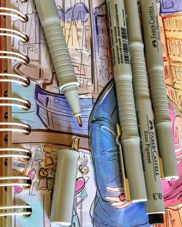 Set 4 Liner Ecco Pigment Negru 0.1, 0.3, 0.5, 0.7 Faber-Castell [4]