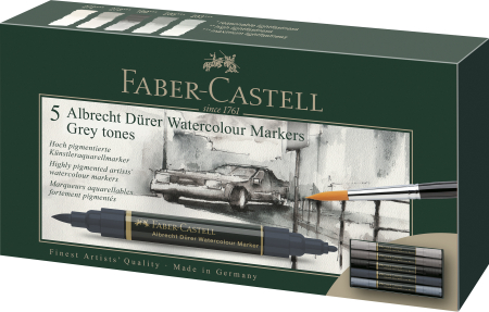 Brand - Set 5 Markere Solubile Tonuri De Gri A.Durer, Faber-Castell