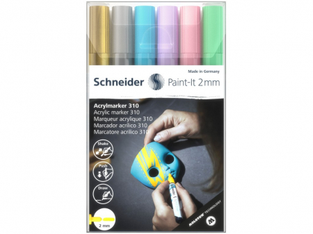 Markere desen - Set 6 buc Marker cu vopsea acrilică Paint-It 310 2 mm set 2, Schneider