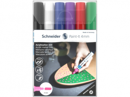 Markere desen - Set 6 buc Marker cu vopsea acrilică Paint-It 320 4 mm set 1, Schneider