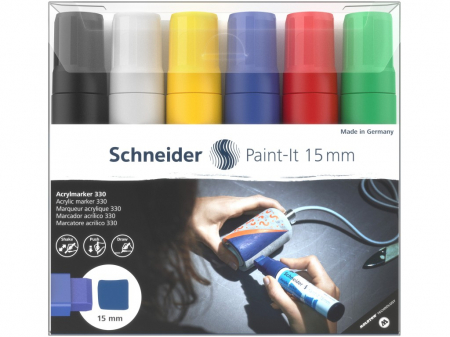 Markere desen - Set 6 buc Marker cu vopsea acrilică Paint-It 330, 15 mm Set 1, Schneider