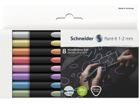 Markere desen - Set 8x Liner metalic Paint-It 020 1-2 mm, Schneider