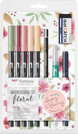 Tombow - Set 9 Caligrafie Watercoloring Set Floral, Tombow