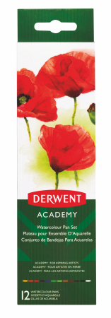 Acuarela, Tempera, Guase - Set acuarele 12 culori cu pensula Derwent Academyâ„¢
