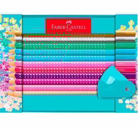 Set Cadou 20 Creioane Colorate Sparkle + Ascutitoare Sleeve Faber-Castell [1]