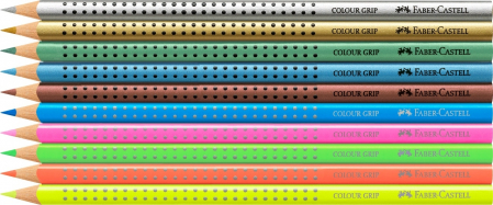 Set Cadou Racheta Creioane Colorate Grip 5 Neon + 5 Metalizate Faber-Castell [1]