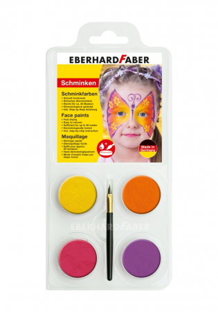 SET PICTURA PENTRU FATA 4 CULORI + PENSULA FLUTURI EBERHARD FABER [0]