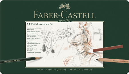 Brand - Set Pitt Monochrome Grafit+Carbune+Pastel 33 Buc, Faber-Castell