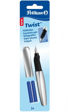 Stilouri scolare - Stilou Twist Argintiu, blister, Pelikan