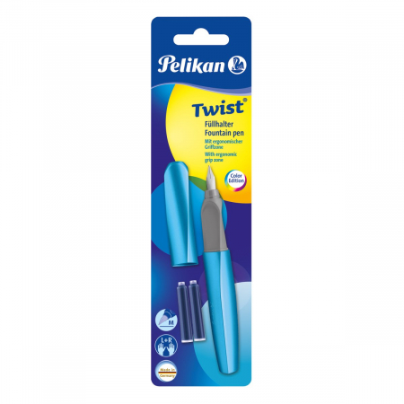 Stilouri Scolare - Stilou Twist penita M, Frosted blue, blister, Pelikan