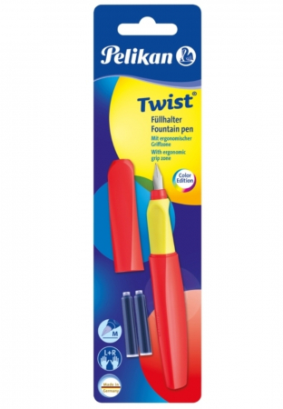 Stilouri scolare - Stilou Twist penita M, Neon coral, blister, Pelikan