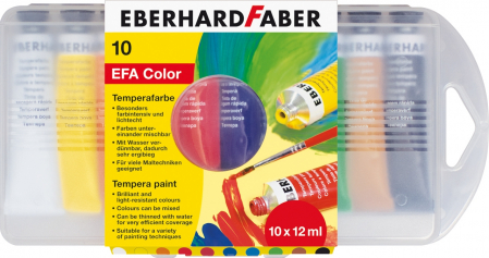 EberhardFaber - Tempera 10 Culori 12 ML Cutie Plastic, EBERHARD FABER