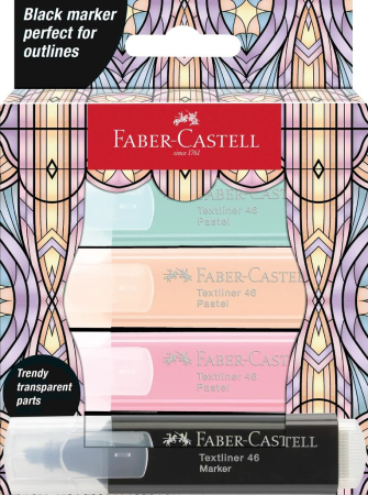 Brand - Textmarker Set 4 Pastel Editie Speciala Glassy, Faber-Castell