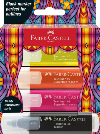 Brand - Textmarker Set 4 Superfluorescent Editie Speciala Glassy, Faber-Castell
