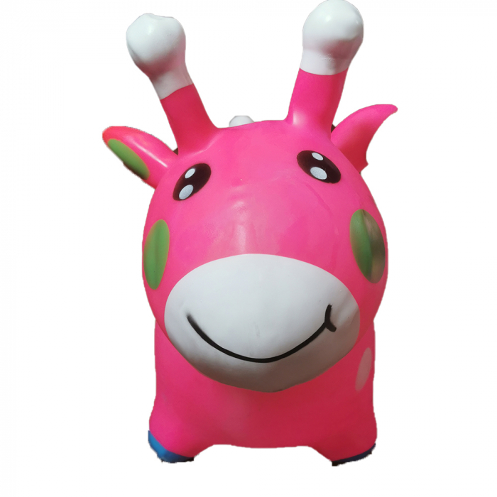 Animal Gonflabil pentru Sarit, cu Coarne, roz, 75 cm, material gros, VisionXXI [3]