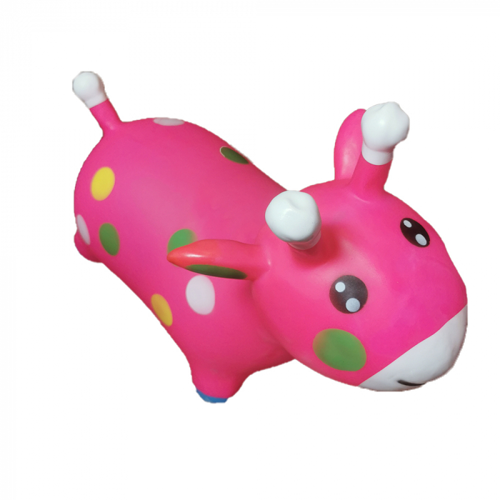 Animal Gonflabil pentru Sarit, cu Coarne, roz, 75 cm, material gros, VisionXXI [2]