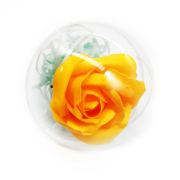 Aranjament floral cu un trandafir din sapun in glob din plastic, 80 mm, galben Vision [2]