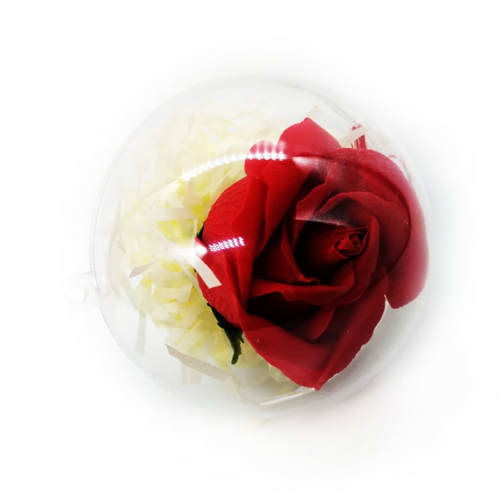Aranjament floral cu un trandafir din sapun in glob din plastic, 80 mm, rosu Vision [2]