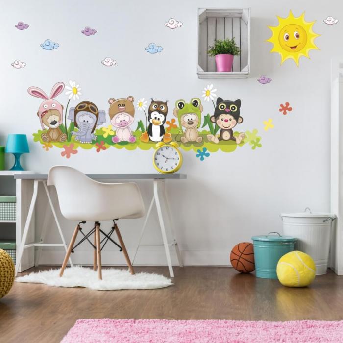 Autocolant pentru perete - Prieteni pe pajiște N.1 - 30x95 + accesorii [1]
