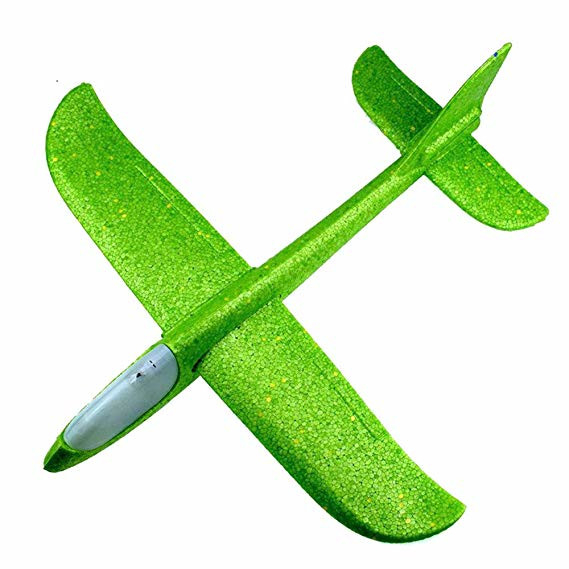 Avion planor din polistiren cu LED, Verde, lungime 30 cm, Vision [1]