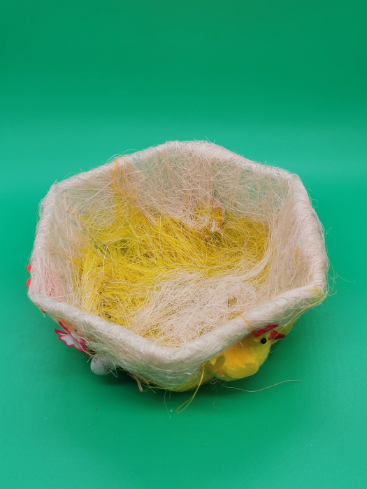 Cos decorativ hexagonal pentru oua de Paste, 20x8cm, alb-galben, Vision [3]