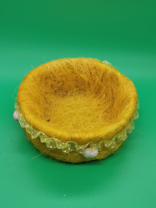 Cos decorativ rotund pentru oua, de Paste, 18x7cm, galben, Vision [3]