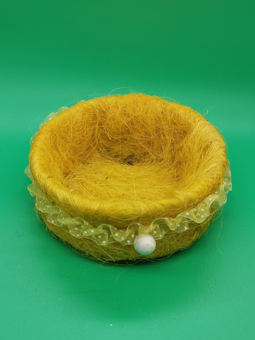 Cos decorativ rotund pentru oua, de Paste, 18x7cm, galben, Vision [2]