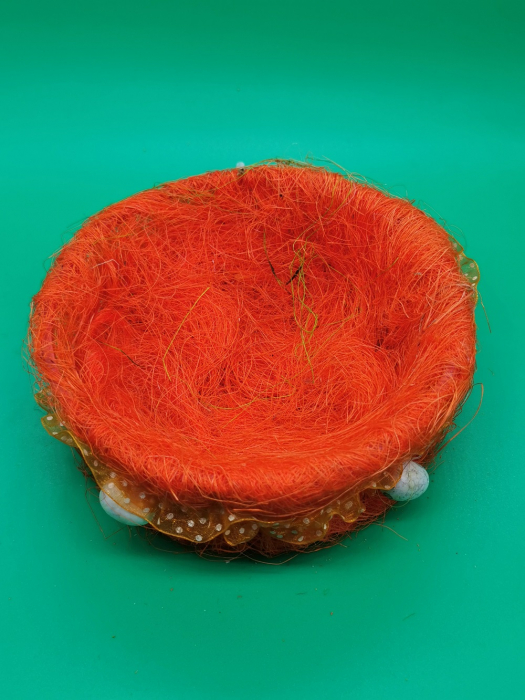 Cos decorativ rotund pentru oua, de Paste, 18x7cm, portocaliu, Vision [4]