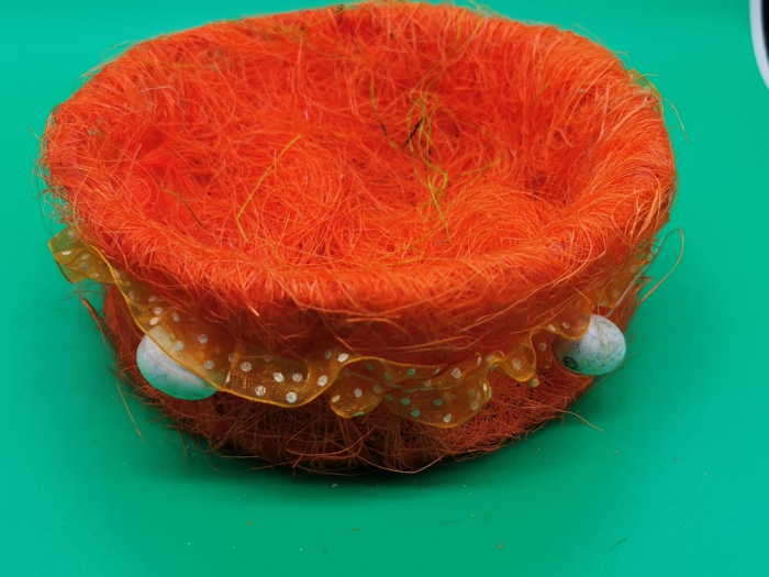 Cos decorativ rotund pentru oua, de Paste, 18x7cm, portocaliu, Vision [3]