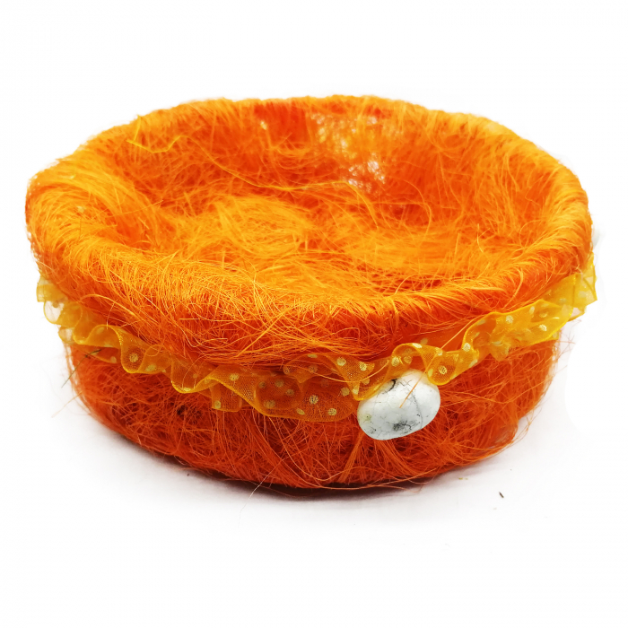 Cos decorativ rotund pentru oua, de Paste, 18x7cm, portocaliu, Vision [2]