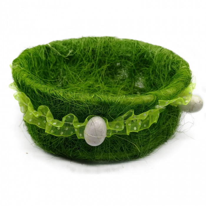 Cos decorativ rotund pentru oua de Paste, 18x7cm, verde, Vision [2]