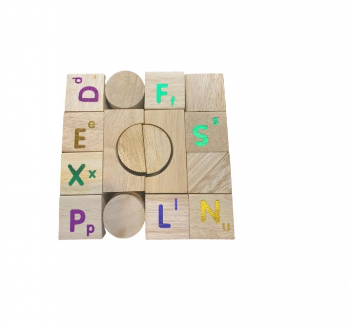 Cuburi educative Vision, din lemn, cu  litere imprimate in diferite nuante [1]
