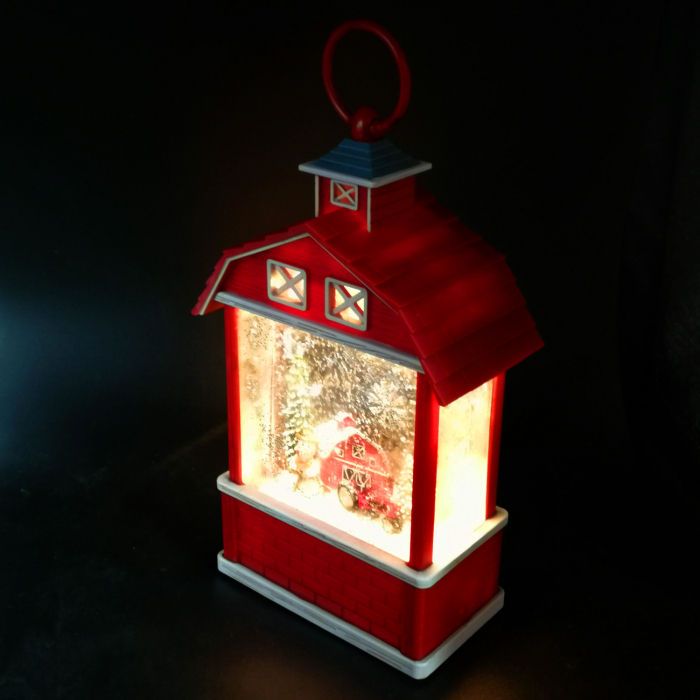 Felinar Muzical si Luminos cu Motive de Craciun, cu Apa, Efect de Ninsoare, 29x18x11cm, cu lumina LED, stil Bisericuta, 9 melodii, Vision® [6]