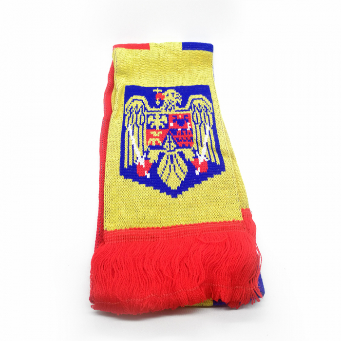 Fular Tricolor Romania, tricotat,15x160 cm, cu franjuri Vision [1]