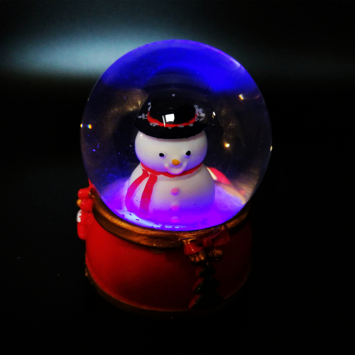 Glob de Craciun, cu lichid, luminos, efect de ninsoare, om de zapada, 9 cm, Vision [4]