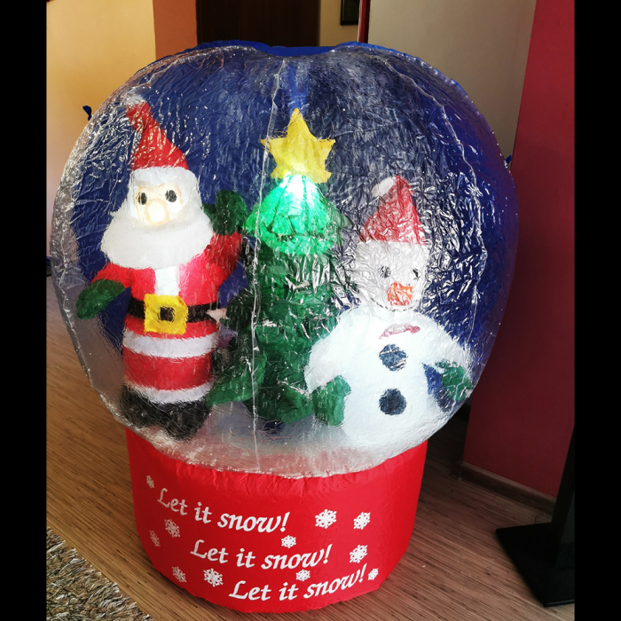 Glob Gonflabil 120 cm, Mos Craciun, Bradut si Om de zapada, pentru Exterior si Interior, iluminat LED, alimentare la priza, VisionXXI [5]